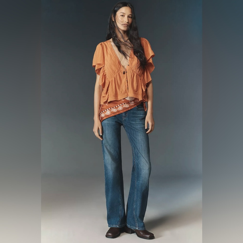 Pilcro Low-Rise Flared Jeans